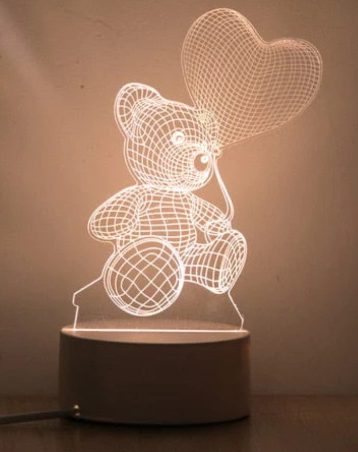 3-D Teddy Bear Love Lamp